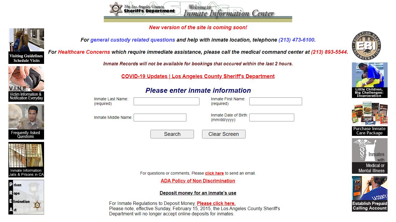 LASD Inmate Information Center - Inmate Search